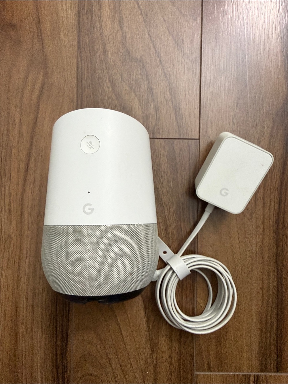Google Home Smart Speaker in White and Light Gray